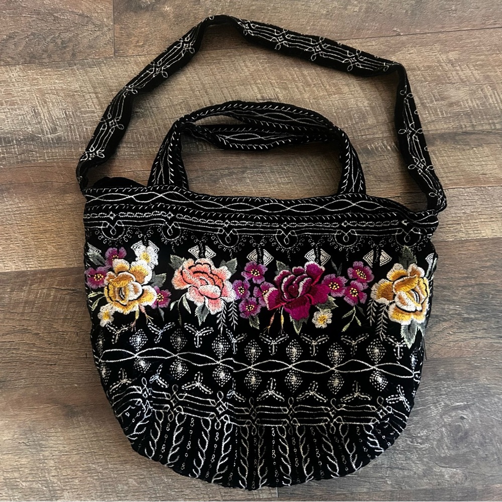 Johnny Was floral embroidered bag